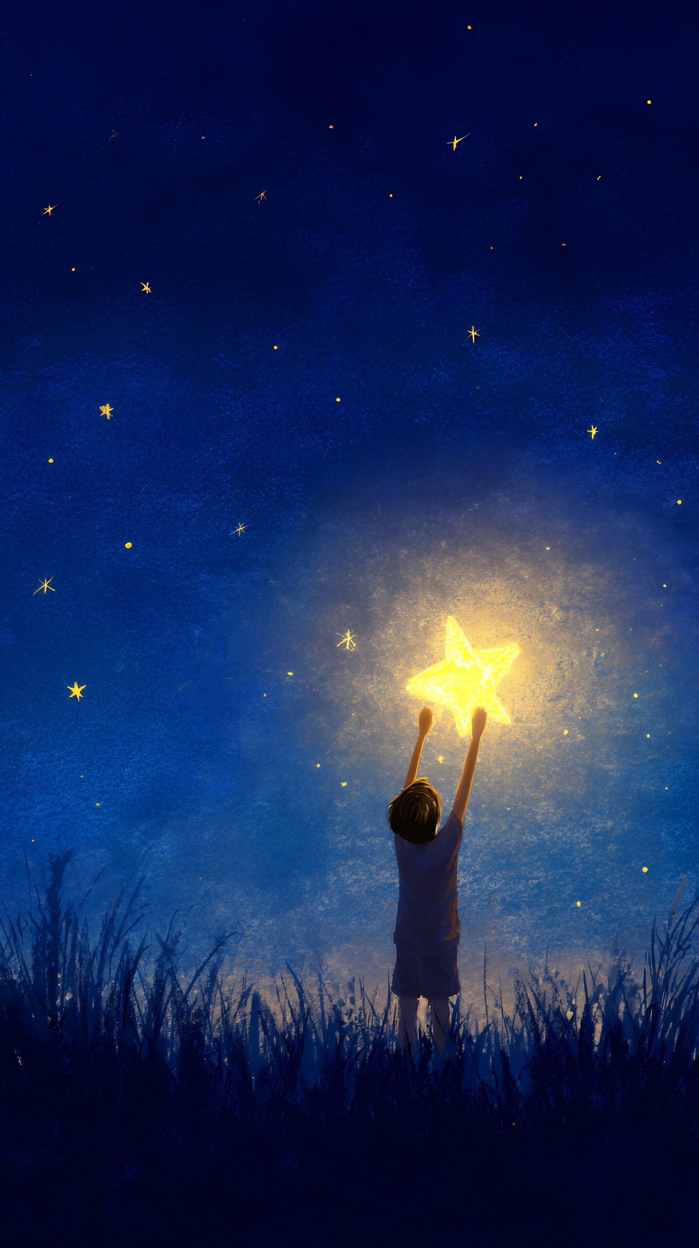 A child reaches out for a star (AI generated image)
